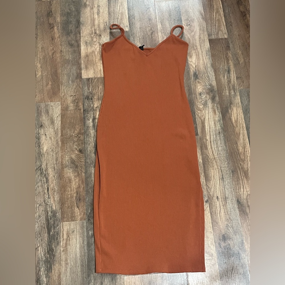Windsor Spaghetti Strap Rust Midi Dress